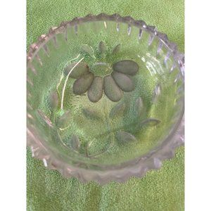 OLLIERV Crystal Two Piece Ring Holder Trinket Box With Etched Floral Designs